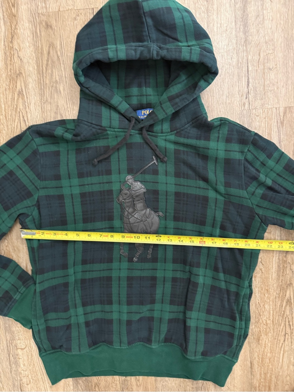 Polo Ralph Lauren • Leather Pony Tartan Plaid Hoodie - Picture 6 of 16
